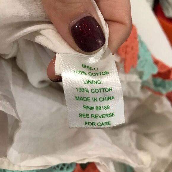 Lilly Pulitzer Orange Teal Crochet Feminine Spring Time Floral Dress Size 2 Barb - Picture 12 of 13